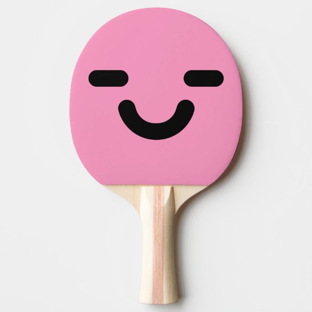 Raquette de Ping Pong Rose Clair Visage Joyeux (Devant)