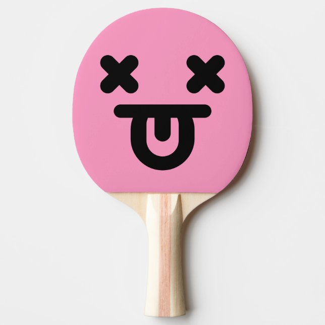 Raquette de Ping Pong Rose Clair Visage Langue Tir (Devant)