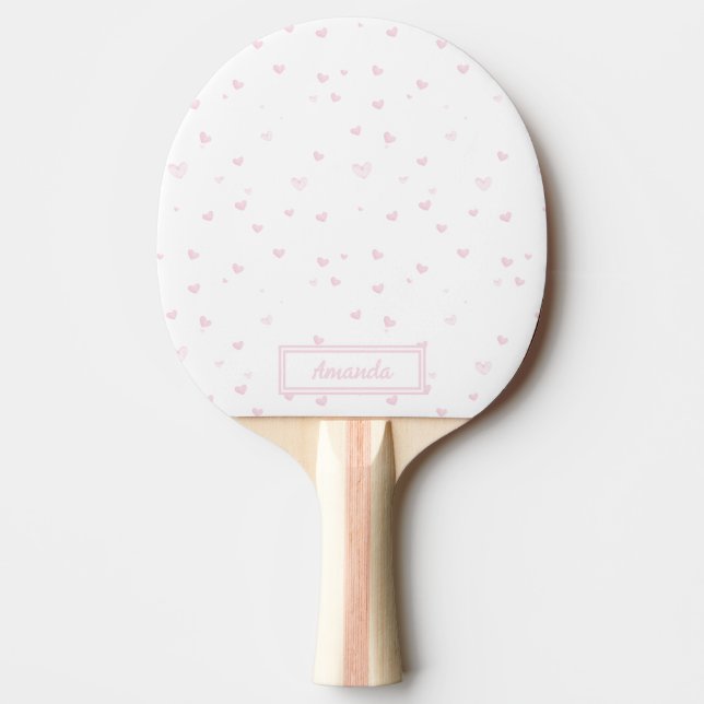 Raquette De Ping Pong Rose Coeur Motif Fille Romantique Aquarelle (Devant)