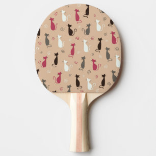 Raquette De Ping Pong rose de motif de chats