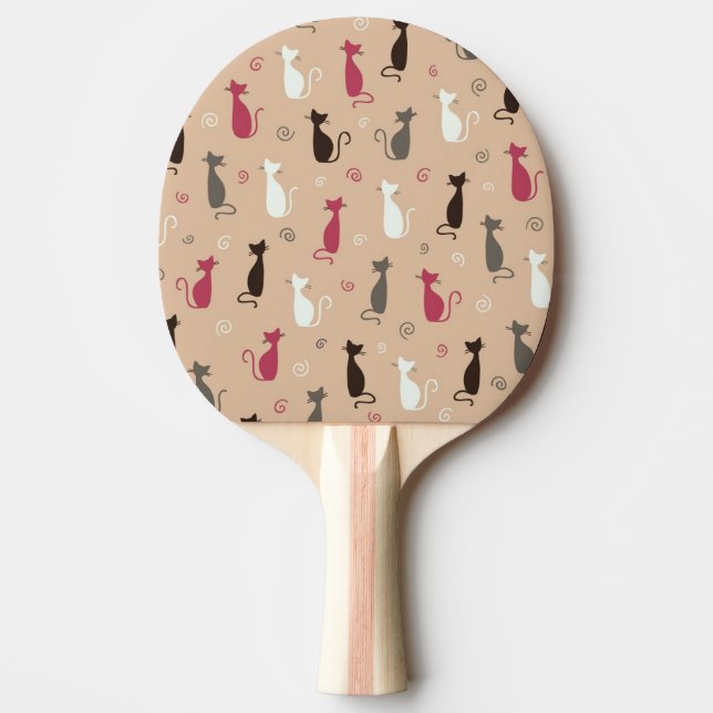 Raquette De Ping Pong rose de motif de chats (Devant)