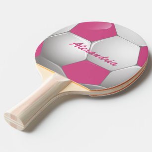 Raquette De Ping Pong Rose et blanc personnalisables de ballon de
