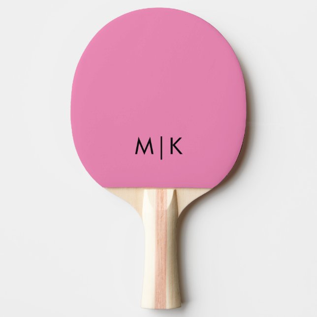 Raquette De Ping Pong Rose et noir | Monogramme moderne (Devant)