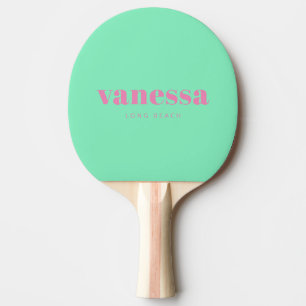 Raquette De Ping Pong Rose et Noir Nom Classique Moderne Minimaliste Com