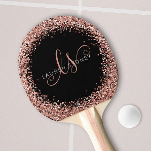 Raquette De Ping Pong Rose Gold Blush Pink Parties scintillant Glam Nom