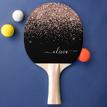 Raquette De Ping Pong Rose Gold Blush Pink Parties scintillant Script Mo<br><div class="desc">Rose Gold - Blush Pink and Black Sparkle Parties scintillant Script Monogramme Nom Ping Pong Paddle. Cela rend le cadeau parfait pour 16 ans,  mariage,  douche nuptiale,  anniversaire,  baby shower ou bachelorette pour quelqu'un qui aime le luxe glam et les styles chic.</div>