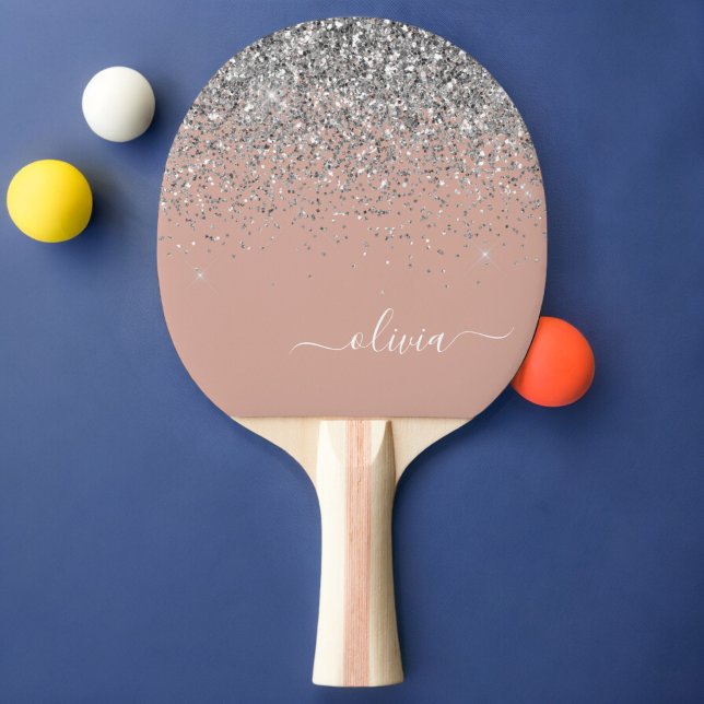 Raquette De Ping Pong Rose Gold Blush rose Parties scintillant argent Mo (Créateur téléchargé)