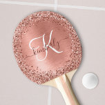 Raquette De Ping Pong Rose Gold brossé Parties scintillant métallique No<br><div class="desc">Personnalisez facilement ce design chic et branché de pingpong avec une jolie parties scintillant brillante en or rose sur un arrière - plan métallique brossé or rose.</div>