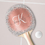 Raquette De Ping Pong Rose Gold brossé Parties scintillant métallique No<br><div class="desc">Personnalisez facilement cette pagaie de ping-pong chic et branchée avec une jolie parties scintillant en faux argent brillant sur un arrière - plan métallique brossé or rose.</div>