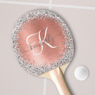 Raquette De Ping Pong Rose Gold brossé Parties scintillant métallique No