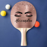 Raquette De Ping Pong Rose Gold Glitter Sparkle Eyelashes Monogram<br><div class="desc">Rose Gold Faux Foil Metallic Sparkle Parties scintillant en métal brossé Monogramme Nom et cils initiaux (cils), Extensions Eyelash et Yeux Blush Ping Ping rose. Cela rend le cadeau parfait pour 16 ans, mariage, douche nuptiale, anniversaire, baby shower ou bachelorette cadeau pour quelqu'un décorant sa chambre dans le style cool...</div>