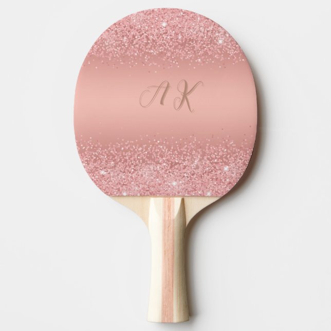 Raquette De Ping Pong Rose Gold Luxe Brillante Monogramme Élégant (Devant)