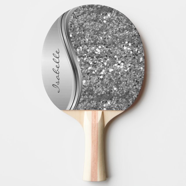 Raquette De Ping Pong Rose Gold Sparkle Glam Bling Métal personnalisé (Devant)