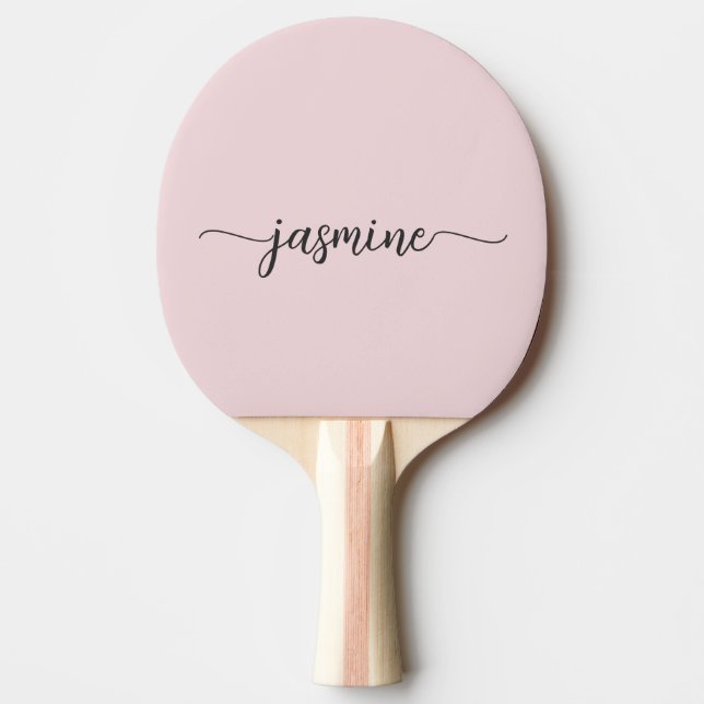 Raquette De Ping Pong Rose Pâle Moderne Écriture de Signature avec Nom P (Devant)