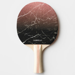 Raquette De Ping Pong Rose Parties scintillant marbre noir