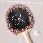 Raquette De Ping Pong Rose personnalisé Parties scintillant or noir Étin<br><div class="desc">Personnalisez facilement cette élégante pagaie de ping-pong design avec une jolie parties scintillant brillante en or rose sur un arrière - plan métallique brossé noir.</div>