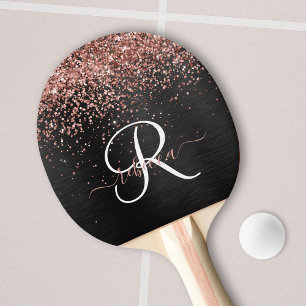 Raquette De Ping Pong Rose personnalisé Parties scintillant or noir Étin