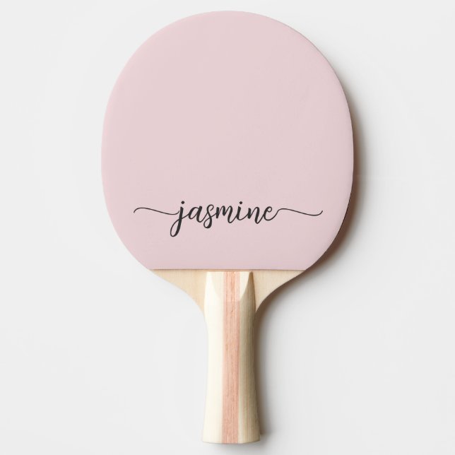 Raquette De Ping Pong Rose Poudré Moderne Écriture de Nom Personnalisée  (Devant)