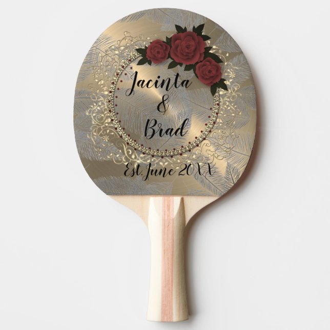Raquette De Ping Pong Rose romantique Mariage de plume de  (Devant)