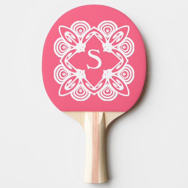 Raquette De Ping Pong Rose rose blanc monogramme papillon 4Sara (Devant)