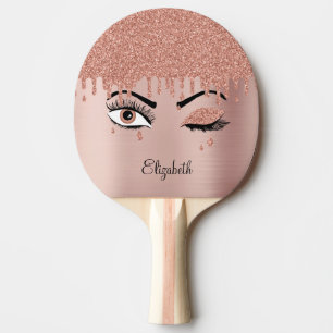Raquette De Ping Pong Rose Rose or Eyelashes Parties scintillant Tennis