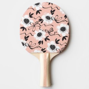 Raquette De Ping Pong roses Abstraits, couleurs pâles, motif vintage.