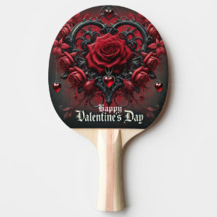 Raquette De Ping Pong Roses rouges gothiques Saint-Valentin