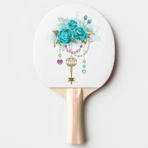 Raquette De Ping Pong Roses turquoise avec touches