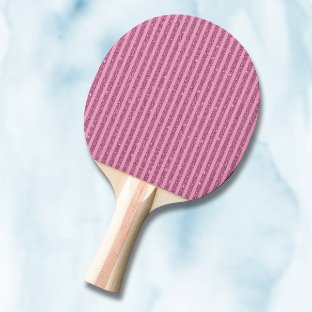 Raquette De Ping Pong Rouge à lèvres chic rose pailleté rayures vertical (Créateur téléchargé)