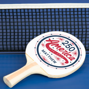 Raquette De Ping Pong Rouge Blanc et Bleu USA 250e anniversaire de l'Amé