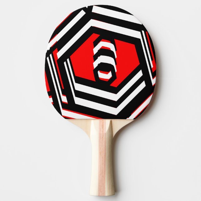Raquette De Ping Pong Rouge Blanc Noir Moderne 4Robin (Devant)