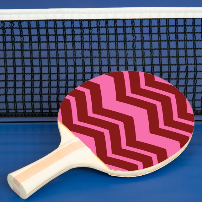 Raquette De Ping Pong Rouge bordeaux rose chevron design zigzag  (Insitu)