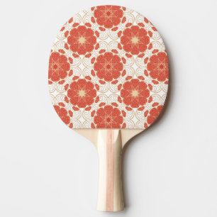Raquette De Ping Pong Rouge et motif floral de dentelle d'or