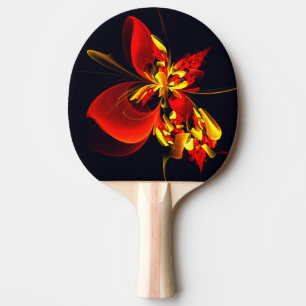Raquette De Ping Pong Rouge Jaune Floral Moderne Résumé Modèle Art #10