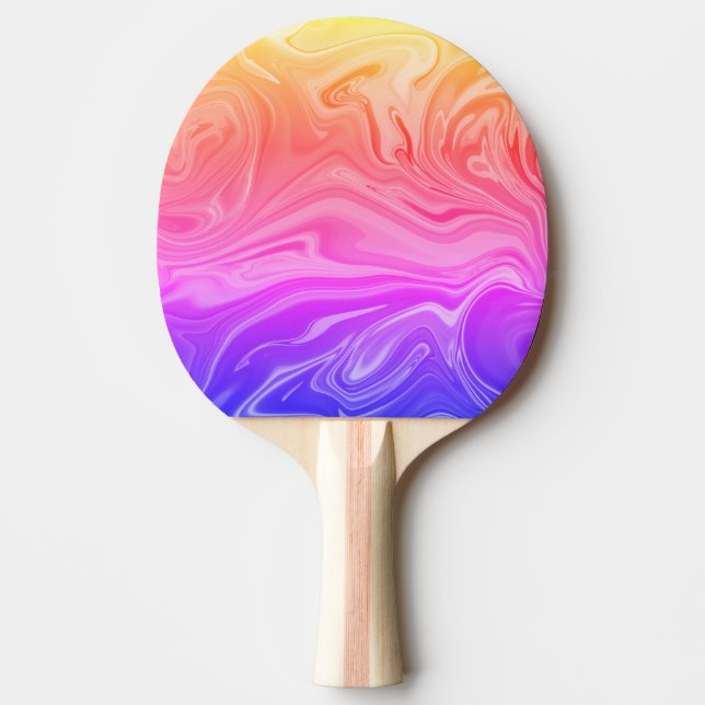 Raquette De Ping Pong Rouge Jaune Violet Abstrait Branché  (Devant)