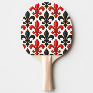 Raquette De Ping Pong Rouge noir baroque Fleur de lis Motif Design