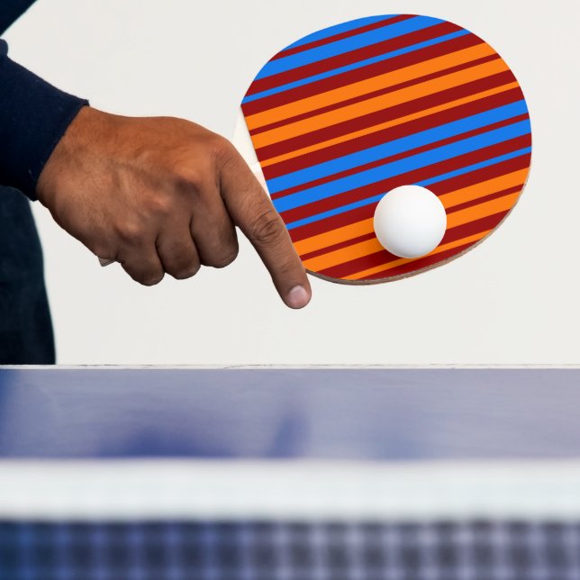 Raquette De Ping Pong Rouge Orange Bleu Design à Rayures Verticales   (Insitu)