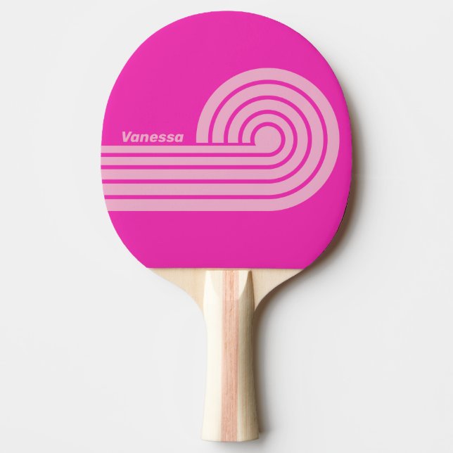 Raquette De Ping Pong Rouge Rétro Ciel Double Boucle Rayures avec Nom (Devant)