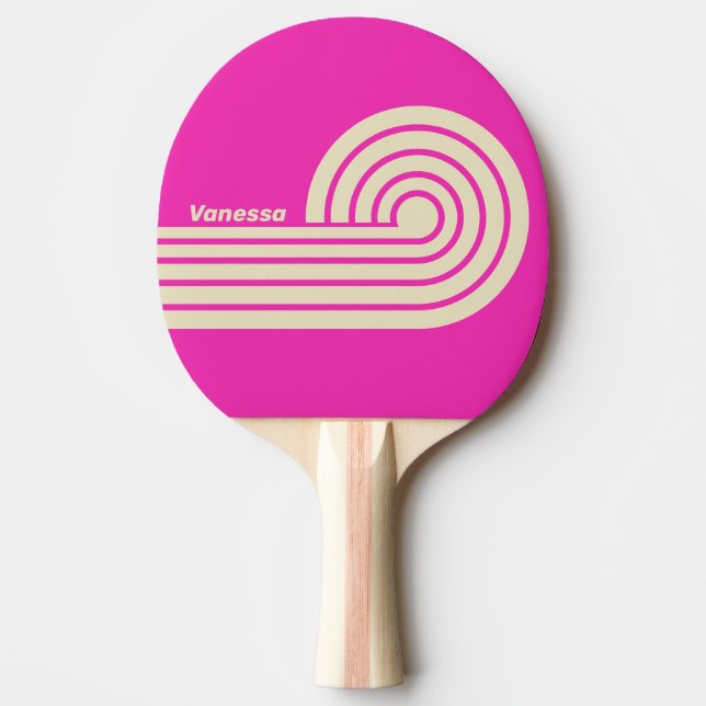 Raquette De Ping Pong Rouge Rétro Dual Boucles Rayures avec Nom (Devant)
