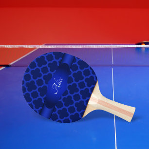 Raquette De Ping Pong Royal Blue Quatrefoil Personnalisé