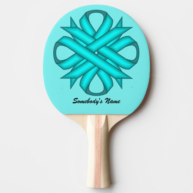 Raquette De Ping Pong Ruban de trèfle bleu / Turquoise par Kenneth Yonci (Devant)