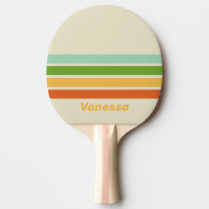 Raquette De Ping Pong Rue rétro ABC à travers rayures avec nom