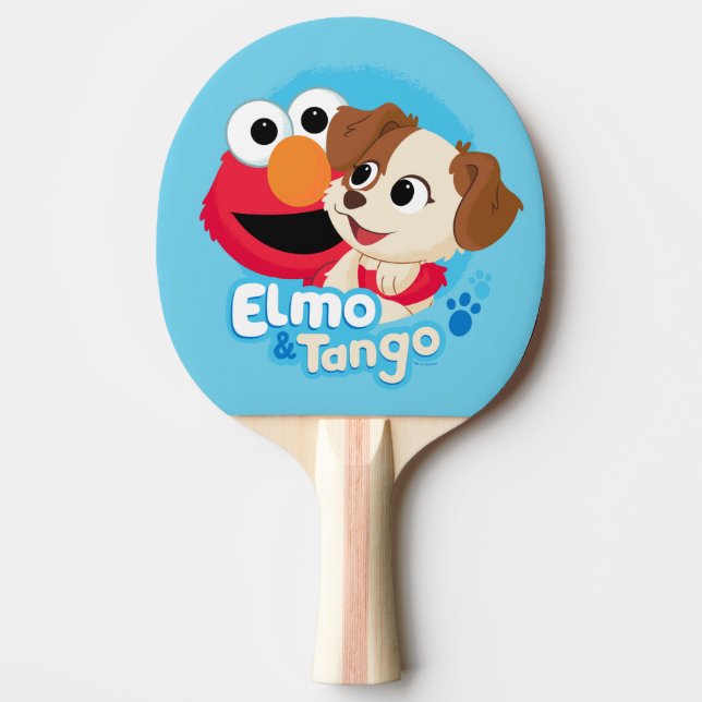 Raquette De Ping Pong Rue Sésame | Badge Elmo & Tango (Devant)