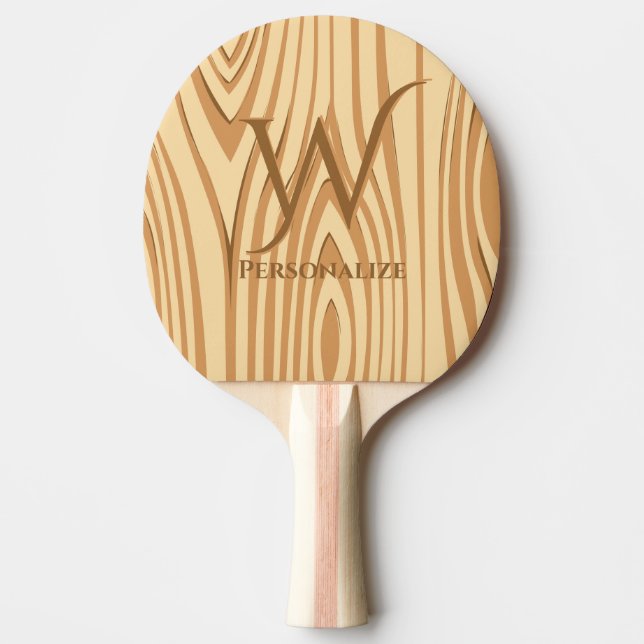 Raquette De Ping Pong Rustique Faux Brown taché Bois personnalisé (Devant)