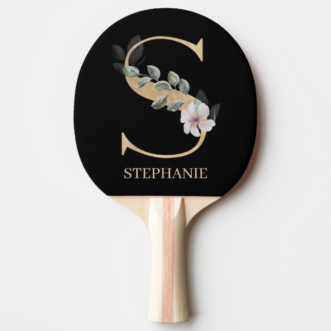 Raquette De Ping Pong S Monogramme Floral Personnalisé (Devant)