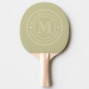 Raquette De Ping Pong Sage de poussière de mariage de monogramme du mili