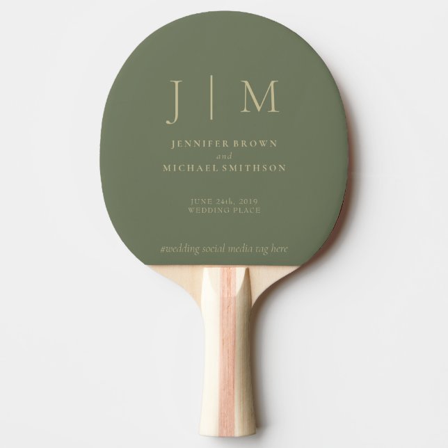 Raquette De Ping Pong Sage et or Forme Simple Mariage amusant (Devant)