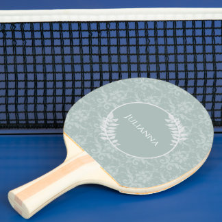 Raquette De Ping Pong Sage Green Elegant Damask