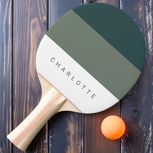 Raquette De Ping Pong Sage Moderne Trois Tons avec Nom (Créateur téléchargé)