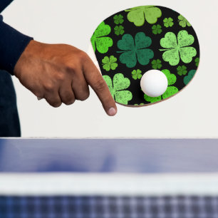 Raquette De Ping Pong Saint Patrick's Day, Clovers - Green Black